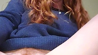 Redhead Nerdy Teen With hairy pussy Masturbating