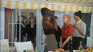 Black and white vintage orgy party in the garden