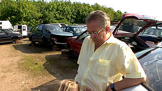 Elderly German couple fuck and threesome with two man and a curvy girl