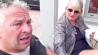 Mature Cock Pisses In The Mouth Of A Busty Milf And Then Fucks Her With Condom
