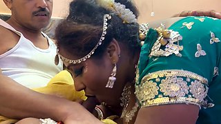 Suhag rat--- Frist night after marriage -- newly bride eating cum like a bitch