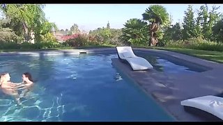 Blonde Pool Babe Tali Dova Jerks Off Hard in Outdoor Swimming Pool Compilation