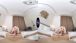Blonde teen riding cock in reverse cowgirl in vr