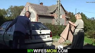 She finds him fucking big tits mother outdoors