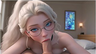 Ai Generated - Frozen Ice Palace Suite Blowjob With Car Toon