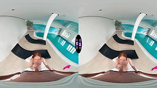 Busty stunner taunts and screws lucky fellow by the pool - tmwvrnet