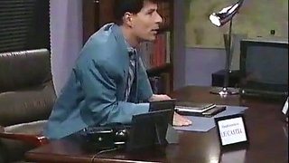 Hot babe with perfect big boobs taking shower