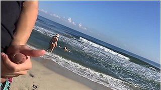 Public Flash Dick On The Beach In Front Of Two Horny Girls Who Crave My Cock