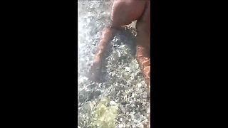 Nude beach hot girl masturbating and take cumshot from stranger