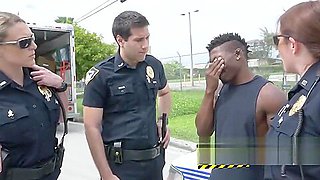 Black suspect is taken inside moving truck and fucked by perverted cops