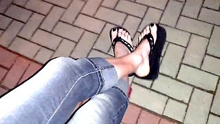 Late-night stroll with an amateur crossdresser in high heels