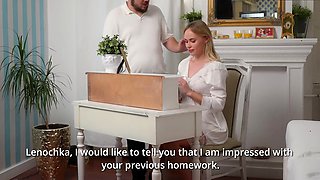 Innocent student learns to fellate and gets fat facial -