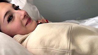 Skinny stepsis skipped school to taste his cock and get fucked POV
