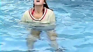 Meche Miley straitjacketed in pool