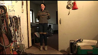 Steffi Dangling on Rope Tightly Ballgagged