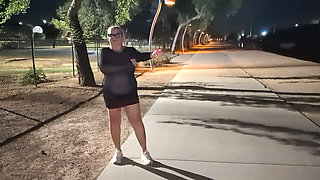 Thick BBW wife strips in public park and role play with hus! BadBlondieMonroe
