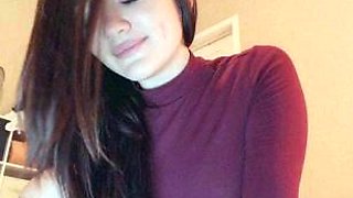 Cute curly brunette solo webcam masturbation