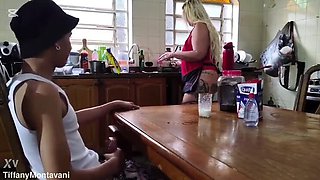 Hot MILF Tiffany Montavani Gives Kitchen Milk to Trapped Teen - Anal Fuck & Screaming Orgasms