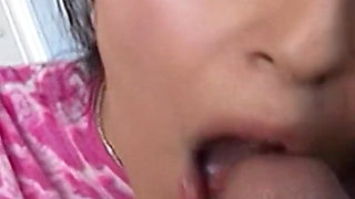Sexy Big Tit Latina Mikayla with a Hairy Pussy Gives Her Step Brother a Blowjob and Gets a Cumshot