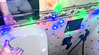 Amelia Queen Pissing Compilation - Christmas & New Year's POV - Yellow Pee on Dirty Pads Close Up