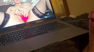 Wanking with my wife with my laptop watching her sexy videos