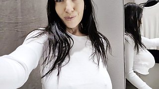 Try on in public dressing room hot girl