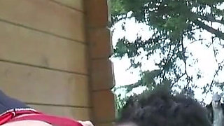 Big titted mature gangbanged and jizzed outdoor