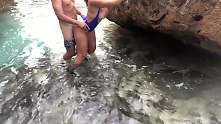 HOT WIFE with BIG TITS gets FUCKED and ORGASMS on a PUBLIC BEACH