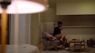 Amateur Asian in some solo double dildo action
