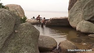 Two Guys Fuck Wanessa Boyer's Big Brazilian Ass in Outdoor Threesome Anal