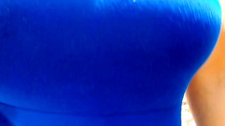 Big boobed Memphis masturbates in a bodystocking