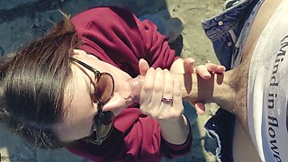 Stranger Cum in my Throat after Public Blowjob - little