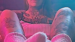 Pink Fluffy Sockjob JOI Huge Cumshot