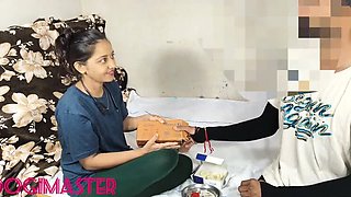 Step Sister Gets Dick Gift on Rakhi Festival - Blowjob and Doggy Style with Big Cock