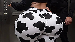 Big Ass Cousin in Cow Print Leggings Teasing Me