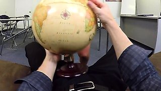 Big boobed babe tit fucks a lucky fuckpole