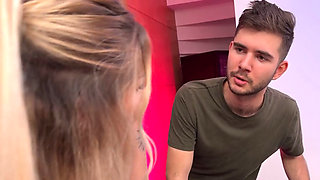 Blonde with oily tits opens her relationship and enjoys dick