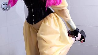 Electro bdsm slave and fetish latex big titted domina
