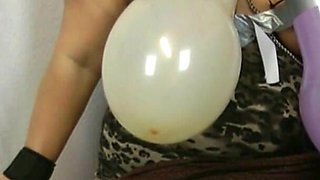 BDSM Balloon Play - My Master Often Has Crass Ideas and Today Bursting Balloons on My Tits and My Shaved Cunt