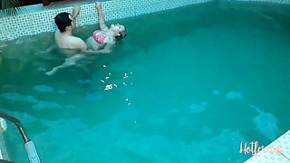 Sex with lover in the pool