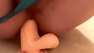 I straddle my dildo in a thong