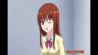 Anime redhead pussy is being drilled deeply during doggy