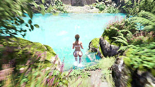 Lara Croft  Ride on statue cock for unlock tomb door. by Animo Pron