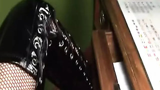 Hot German Blonde Domina Ties Up Her Man and Rides Him Hard in Retro Outfit