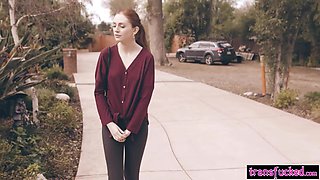 Transgirl Aspen Brooks torn up kinky enormous caboose nubile Maya Kendrick