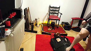 Lave in Leather Sack Part 1 - MILF Domina Teases Bound Cock Edging Denial BDSM
