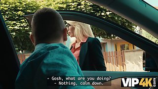 Vip4k. mature cougar in maid costume cleans with her tongue