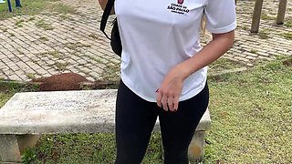 Schoolgirl publicly teases her teacher and rides him to a creampie in his car!