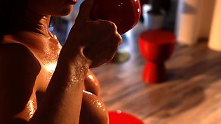 Gaping ass fisted by solo playing babe after big toy fun