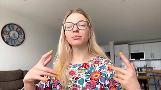 Platinum-blonde, dominant woman, podcast